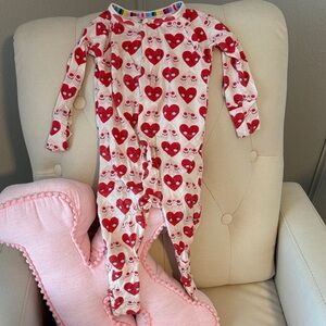 Magnetic Me White Convertible Footie with Red Heart Print